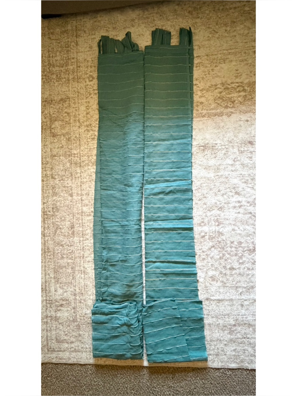 Cost Plus World Market Sahaj Teal Jute Striped Curtains 45”x96” Set of 2 - Picture 3 of 6